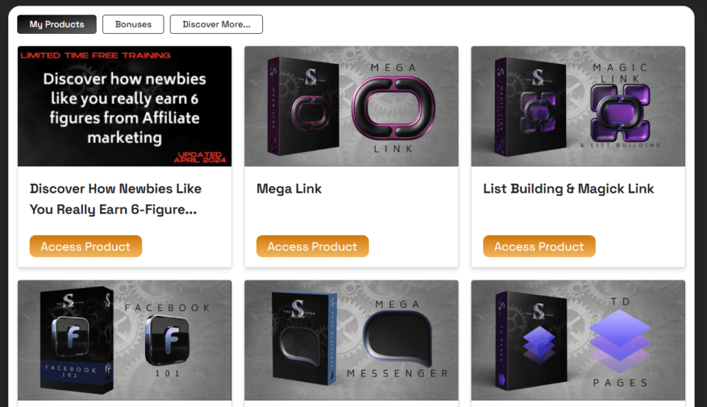 Back office mega link and products